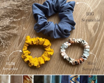 Scrunchie BAMBOO en grand, slim ou mini, plusieurs couleurs, élastique à cheveux surdimensionné, accessoires pour cheveux, élastique à cheveux en tissu, fête JGA, idée cadeau, look partenaire