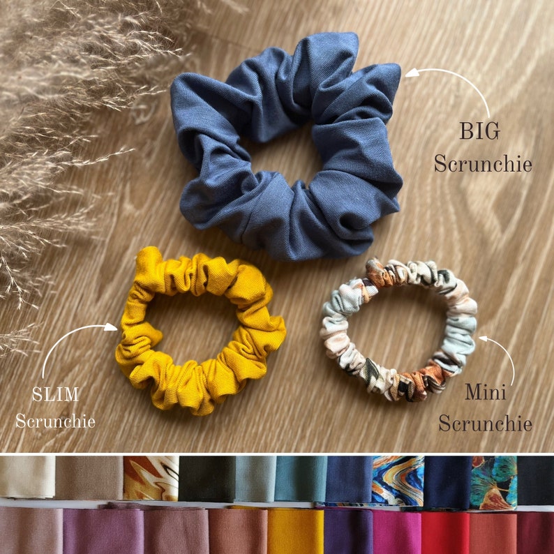 BAMBUS Scrunchie in Big, Slim oder Mini,viele Farben, oversized Haargummi, Haarschmuck, Stoffhaargummi, JGA Party, Geschenkidee, Partnerlook Bild 1