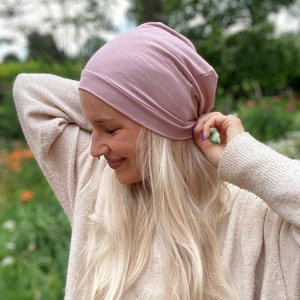 einlagige Slouchy Bambus Beanie Mütze MIT Bündchen, 18 Farben, Alopezie, Haarausfall ,Chemo Cap, Maßanfertigung, Sonnenhut, Übergangsmütze Bild 8