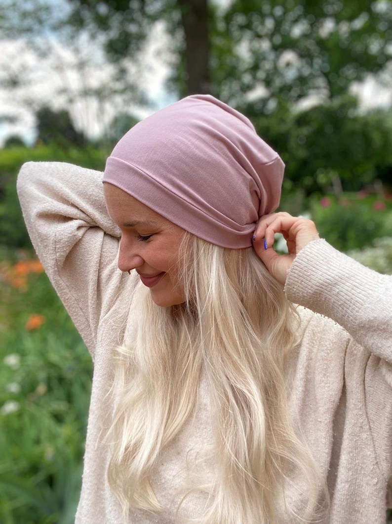 einlagige Slouchy Bambus Beanie Mütze MIT Bündchen, 18 Farben, Alopezie, Haarausfall ,Chemo Cap, Maßanfertigung, Sonnenhut, Übergangsmütze Bild 8