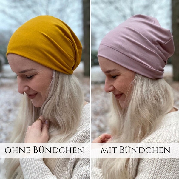 Bambus Slouchy Beanie Mütze, Mit oder ohne Bündchen, Alopezie, Haarausfall ,Chemo, Schlafmütze, Nachtmütze, Sonnenhut, Übergangsmütze