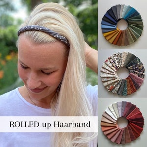 ROLLED Up hair band in 100 colors, workout headband, hair wreath, braided headband, unisex, multifunctional, custom-made