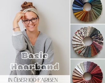 Bandeau Haarband in über 100 Farben, leichtes Sommer Haarband, 2 Tragemöglichkeiten, Einlagig Nahtlos, Sport- Freizeit Stirnband