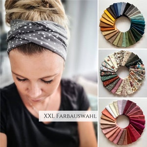 Tie hairband in 81 colors, in 2 lengths, hairband to tie yourself, ideal for summer and leisure time, soft elastic cotton