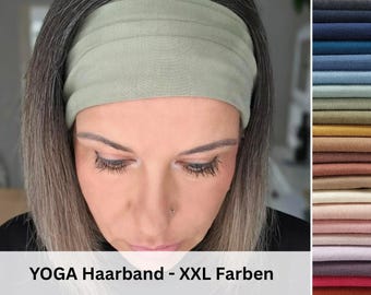 Yoga headband – single layer, 2 widths, seamless, cotton jersey, flexible & comfortable, sports, everyday wear, knot in front or back, customizable