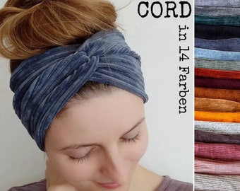 kuschlig weiches Strech- CORD Bandeau Haarband, einlagig, 15 Farben, Uni Stirnband, Turban- Haarband, Unisex für Damen und  Kinder