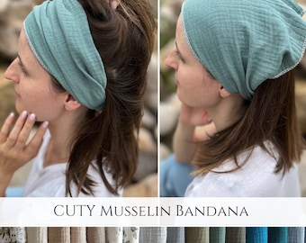 CUTY Musselin Kopftuch Bandana in 64 Farben, leichtes Sommer Haarband, Unisex für Frauen und Männer, Einlagig, Sport- Freizeit Stirnband