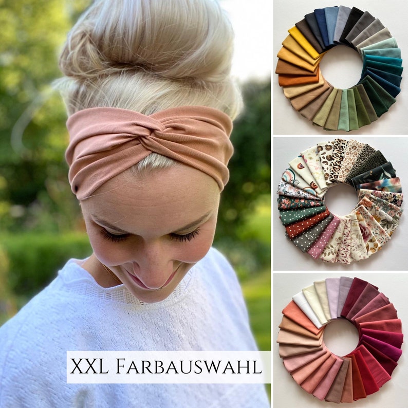 Bandeau hairband in over 100 colors, light summer hairband, 2 ways to wear, single layer seamless, sports-leisure headband image 1