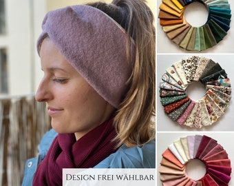 gefüttertes Winter Wollwalk Stirnband, perfekter Ohrenwärmer, Design frei wählbar, warmes Herbst- Winter Haarband, 2 Tragemöglichkeiten