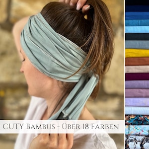 CUTY Bambus Bindehaarband in 18 Farben, Bestseller Haarband zum selber binden, ideal für Sommer und in der Freizeit, einlagig & gesäumt Bild 1