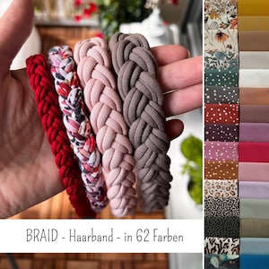 Geflochtenes Haarband – in 4 Breiten, handgefertigt, elastisch, maßgefertigt, Sport, Alltag, Workout, Yoga, viele Farben