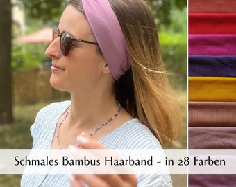 Narrow bamboo bandeau hairband, custom-made, breathable & temperature-regulating – comfortable in both warm and cold weather