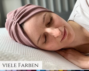 Die einlagige RIBB Turban- Mütze mit TWIST, Chemo Cap, Sonnenhut, Farbauswahl, Maßanfertigung, Alopezie Haarausfall, Kopftuch,