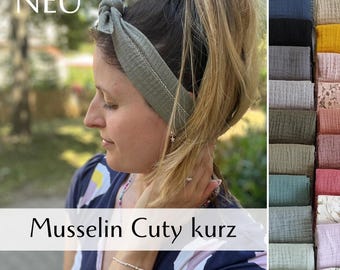 New CUTY muslin tie hairband short in many colors, bestseller hairband to tie yourself, single-layered & hemmed