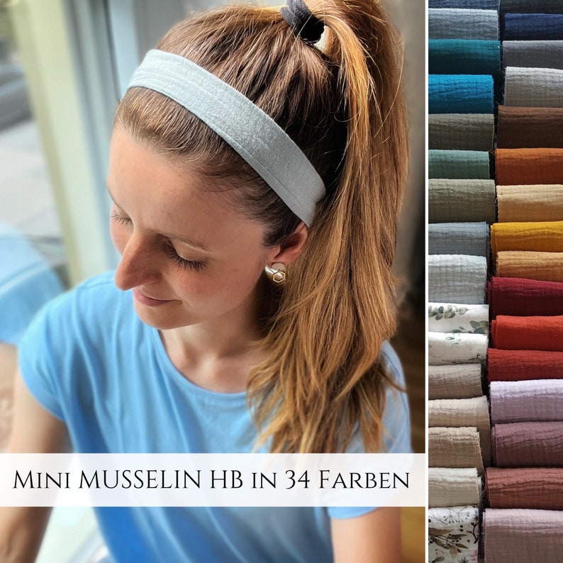 schmales Musselin Haarband in 34 Farben, leichtes Sommer Haarband, Unisex für Frauen und Männer, Sport Freizeit Stirnband Bild 1