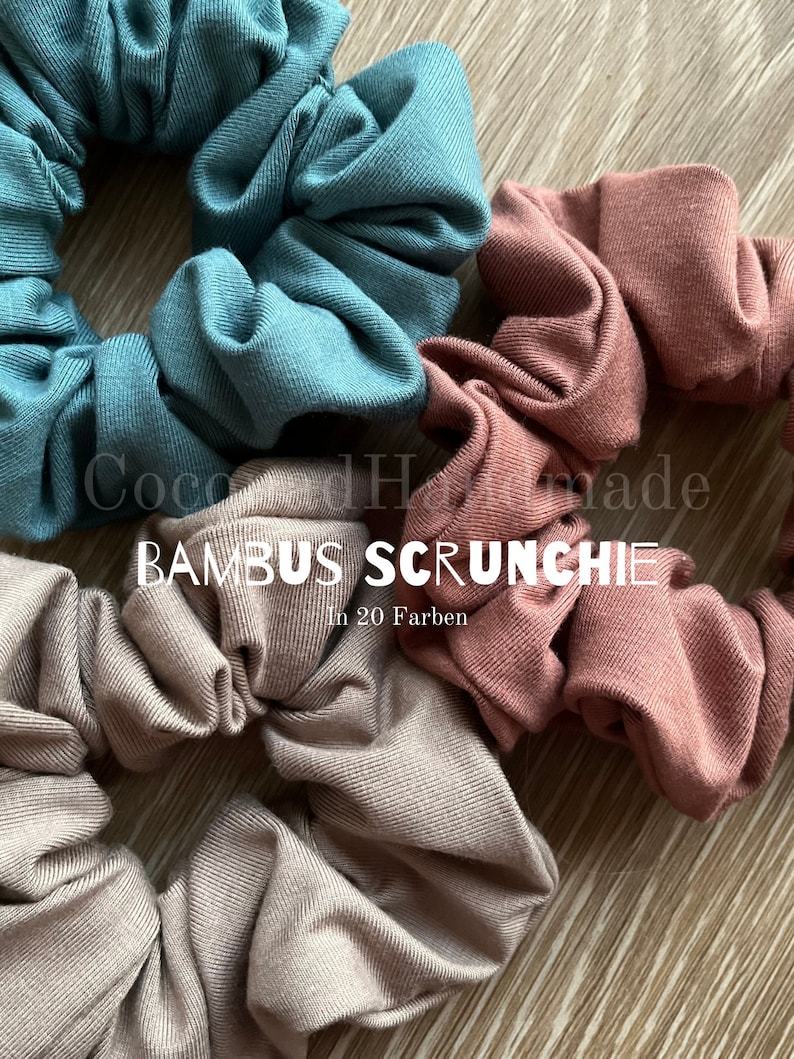 BAMBUS Scrunchie in Big, Slim oder Mini,viele Farben, oversized Haargummi, Haarschmuck, Stoffhaargummi, JGA Party, Geschenkidee, Partnerlook Bild 4