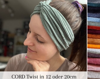 CORD Twist Haarband in 8 Farben, leichtes Sommer Haarband, in 12 oder 20cm, 2 Tragemöglichkeiten, Einlagig Nahtlos,Sport- Freizeit Stirnband