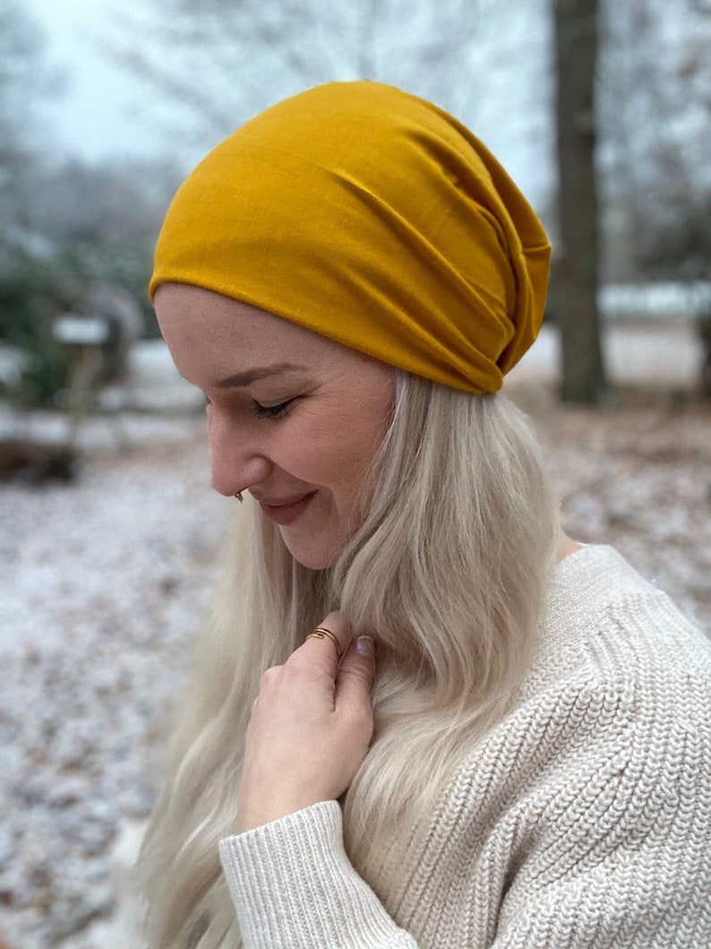 Bambus Slouchy Beanie Mütze, Mit oder ohne Bündchen, Alopezie, Haarausfall ,Chemo, Schlafmütze, Nachtmütze, Sonnenhut, Übergangsmütze Bild 7