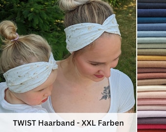 TWIST Hairband – single layer, seamless, flexible, cotton jersey, knot at the front or back, 12cm
