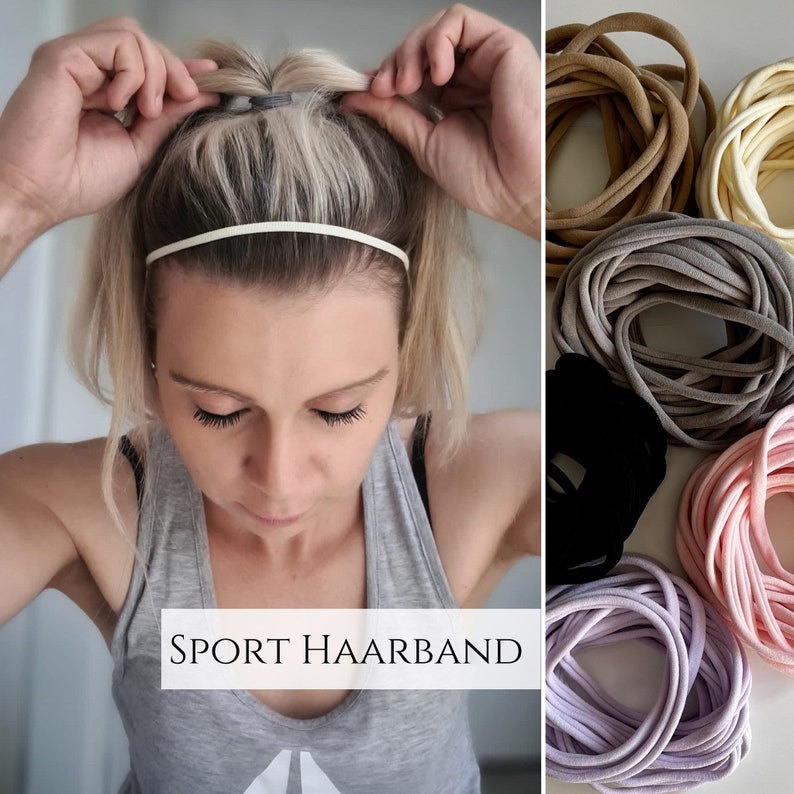 minimalist NYLON sports hair band, hair tie, JGA hair bands, elastic headband, hair accessory, one size for every head image 1