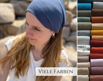 Musselin Kopftuch Bandana in 64 Farben, leichtes Sommer Haarband, Unisex für Frauen und Männer, Einlagig, Sport- Freizeit Stirnband