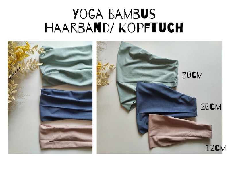 YOGA Bambus Haarband, einlagig, in 12cm 20cm oder 30cm Breite, FARBAUSWAHL, Maßanfertigung, Turban-Haarband, Kopftuch Bild 4