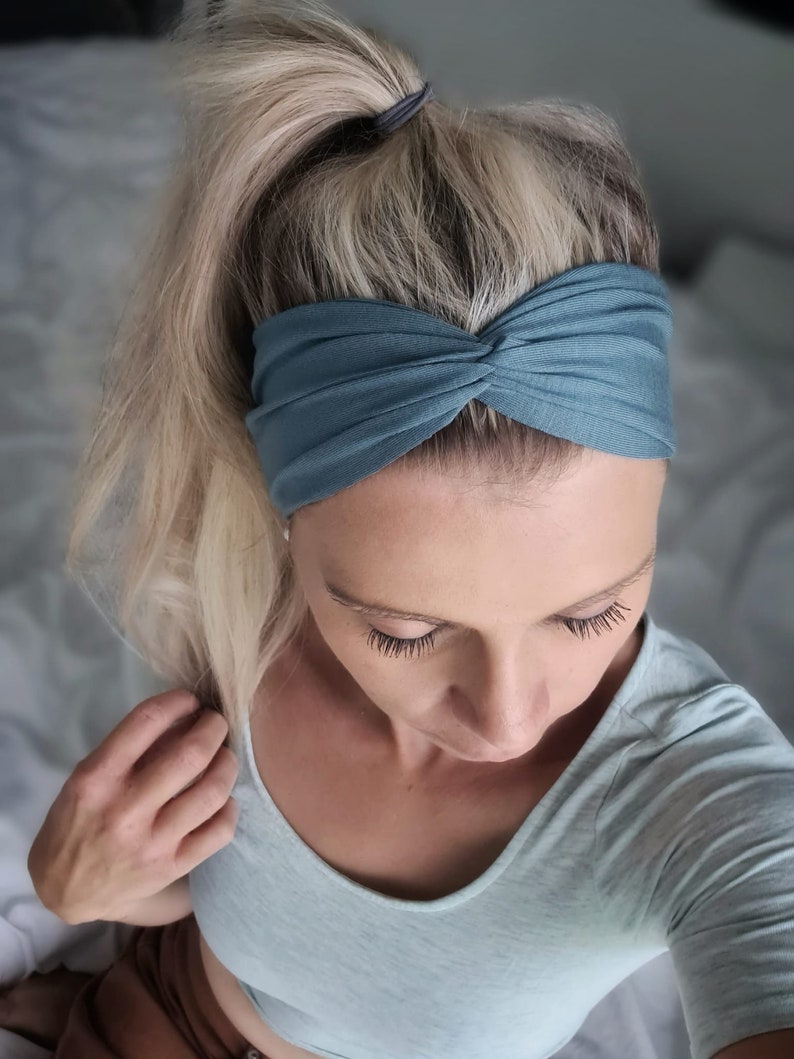 BAMBOO twist hairband in 18 colors, light summer hairband, 2 wearing options, single layer seamless, sports and leisure headband image 9