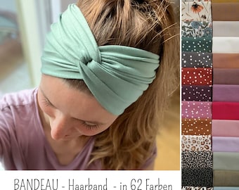 Bandeau headband – single layer, seamless, flexible, cotton jersey, knot at the front or back, 12cm & 20cm, customizable