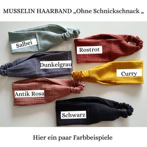 gerades MUSSELIN Haarband in 64 Farben, leichtes Sommer Haarband, Unisex für Frauen und Männer, Sport Freizeit Stirnband 画像 4