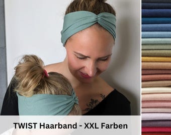 TWIST Hairband – single layer, seamless, flexible, cotton jersey, knot at the front or back, 12cm