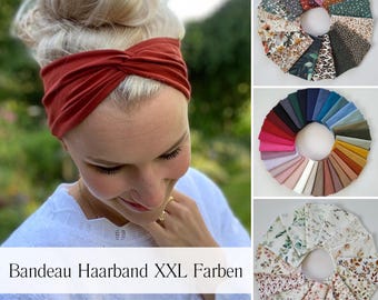Bandeau headband – single layer, seamless, flexible, cotton jersey, knot at the front or back, 12cm, customizable
