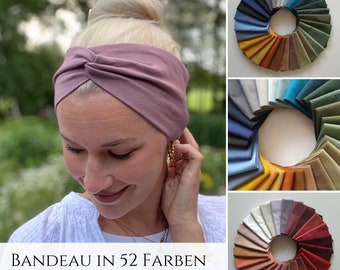 Bandeau Haarband in 51 UNI Farben, 2 Tragemöglichkeiten, Doppellagig vernäht, Maßanfertigung, Sport- Freizeit Stirnband