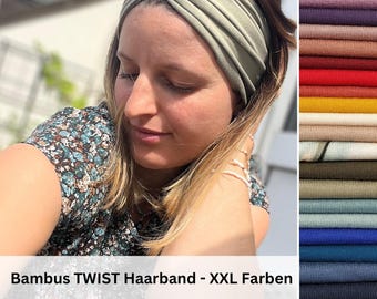 BAMBOO Twist Hairband, custom-made in 12 or 20 cm width, single layer, seamless side edges for optimal comfort, Item No. 1227866398