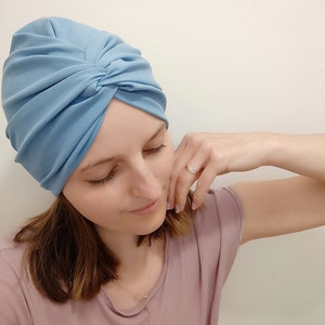 Die einlagige Turban Mütze mit TWIST, Chemo Cap, Sonnenhut, Farbauswahl, Maßanfertigung, Alopezie Haarausfall, Kopftuch, Bestseller Bild 9
