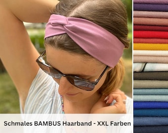Narrow bamboo bandeau hairband, custom-made, breathable & temperature-regulating – comfortable in both warm and cold weather