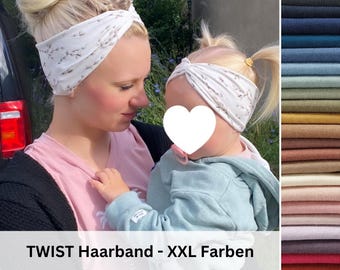 TWIST Hairband – single layer, seamless, flexible, cotton jersey, knot at the front or back, 12cm