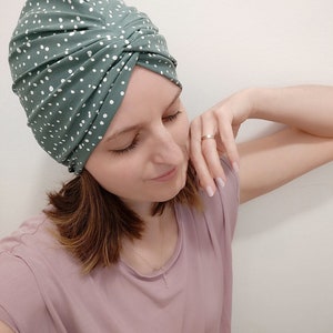 Die einlagige Turban Mütze mit TWIST, Chemo Cap, Sonnenhut, Farbauswahl, Maßanfertigung, Alopezie Haarausfall, Kopftuch, Bestseller Bild 8