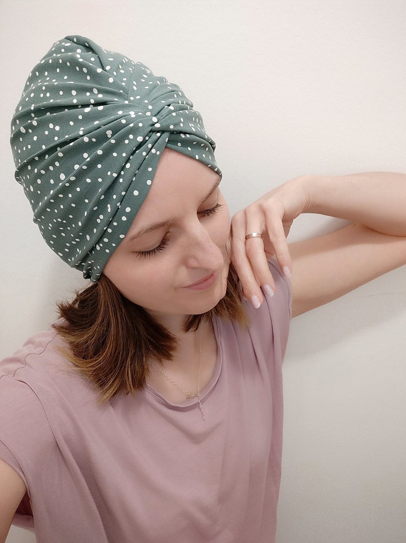 Die einlagige Turban Mütze mit TWIST, Chemo Cap, Sonnenhut, Farbauswahl, Maßanfertigung, Alopezie Haarausfall, Kopftuch, Bestseller Bild 8