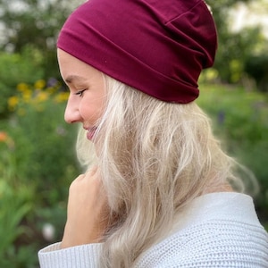 einlagige Bambus Slouchy Beanie Mütze, Alopezie, Haarausfall ,Chemo Cap,Schlafmütze, Nachtmütze, FARBAUSWAHL, Sonnenhut , Übergangsmütze Bild 8