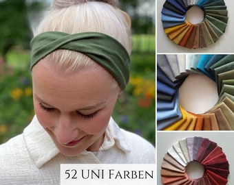 Neu schmales CURVY Headband in 100 Farben, Uni Stirnband, Turban- Haarband,unisex für Damen, Männer und Kinder