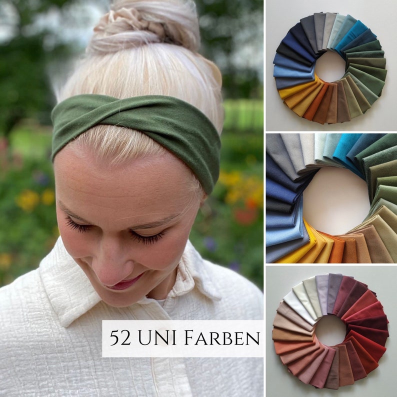 Neu schmales CURVY Headband in 100 Farben, Uni Stirnband, Turban Haarband,unisex für Damen, Männer und Kinder Bild 1