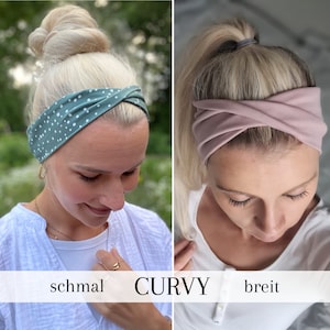 CURVY hairband narrow or wide in 100 colors, plain headband, turban hairband, unisex for women, men and children