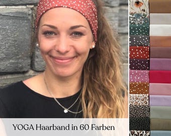 12 cm yoga headband – single layer, seamless, cotton jersey, flexible & comfortable, knotted front/back, many colors, customizable