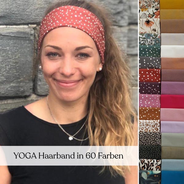 12cm Yoga-Haarband – einlagig, nahtlos, Baumwolljersey, flexibel & bequem, Knoten vorne/hinten, viele Farben, personalisierbar