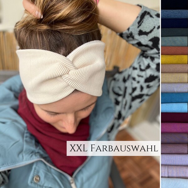 2-farbiges RIBB Fleece Haarband in 23 Farben, warmes Herbst- Winter Stirnband, Unisex für Frauen und Männer, kuschlig weich