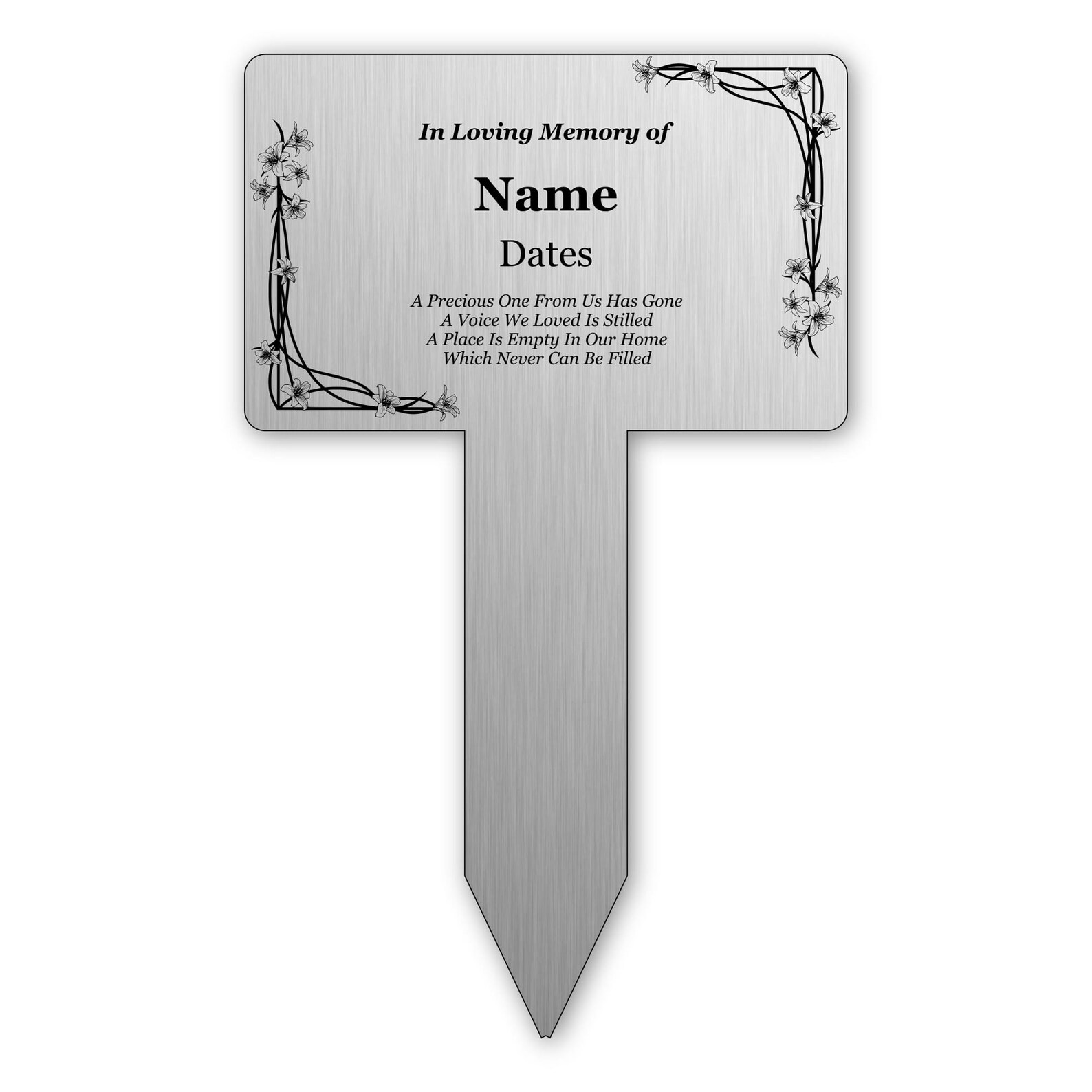 New Personalised Solid Stainless Steel Memorial Stake Large Etsy