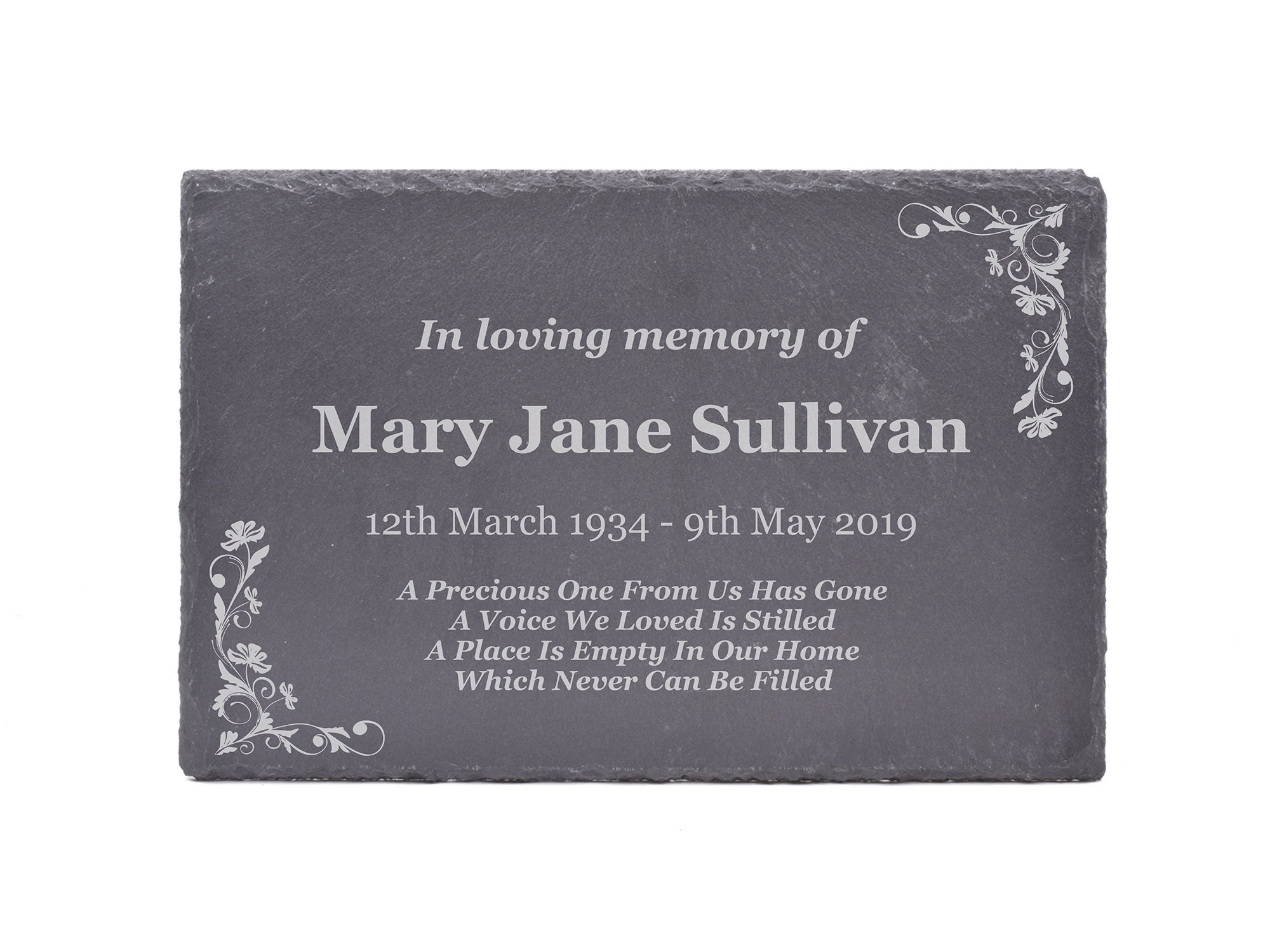 Personalised Engraved Slate Memorial Plaque with or Without Etsy Ireland