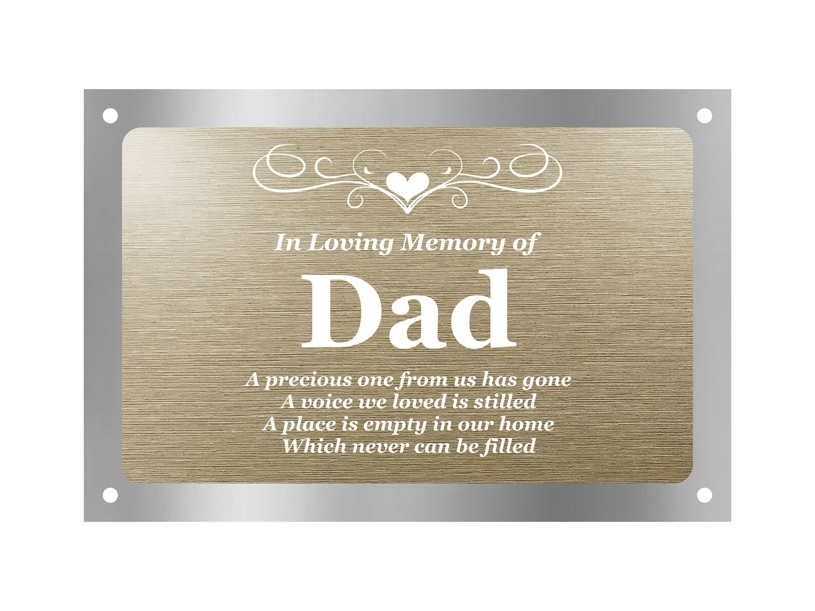 NEW Beautifully Engraved DAD Memorial Plaque in Gold & Silver Etsy