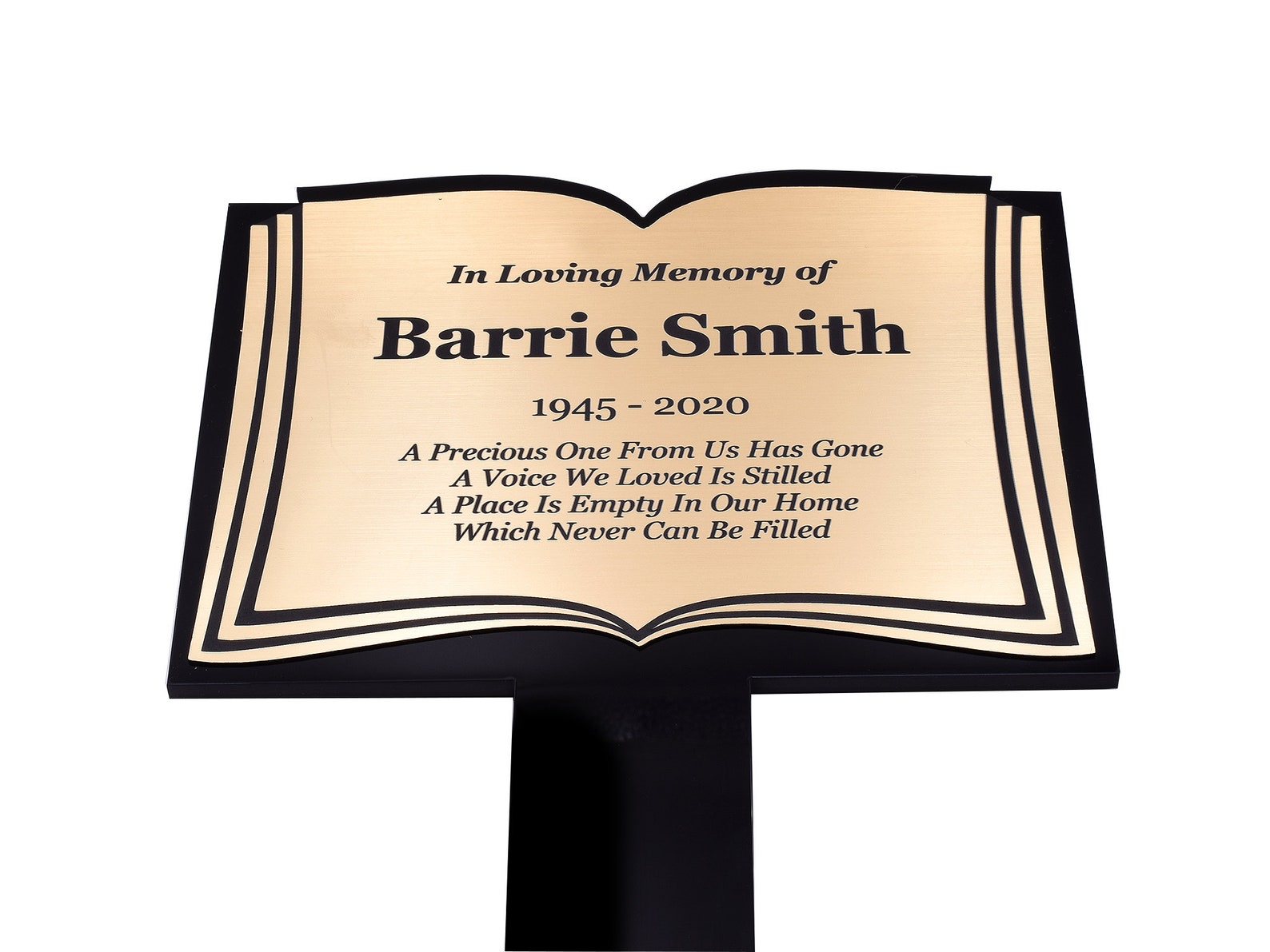 Personalised Book Memorial Engraved Plaque with Stake Etsy