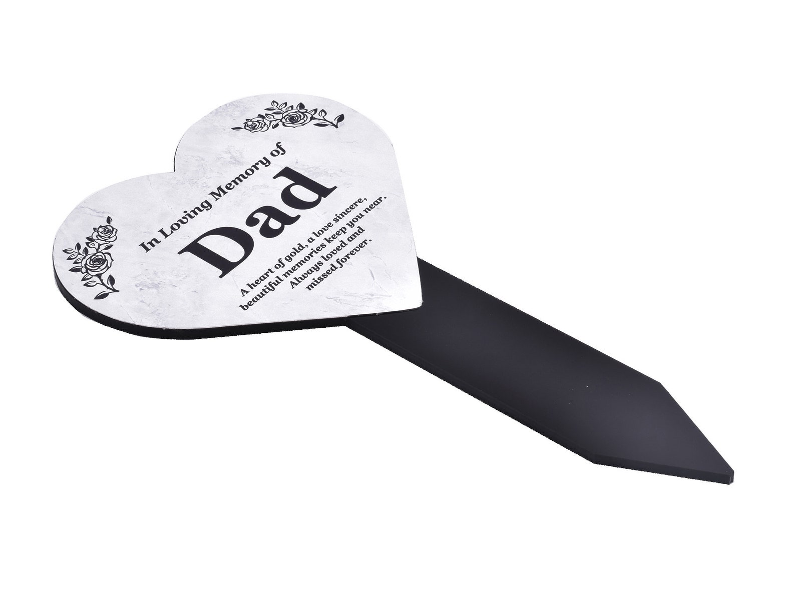 Dad Memorial Heart Shaped Plaque Grave Marker Printed With Etsy